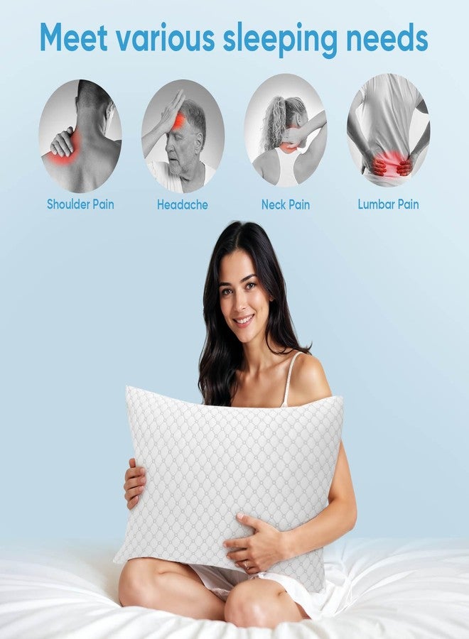 OAISZ Shredded Memory Foam Pillows, Bed Pillows King Size Set of 2, Cooling Pillows for Sleeping, Adjustable Firm Pillow for Side Back and Stomach Sleepers, Bed Pillow with Washable Removable Cover - Image 3