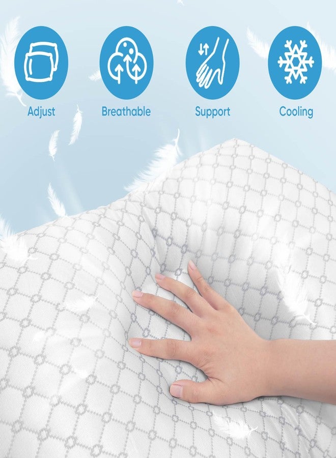 OAISZ Shredded Memory Foam Pillows, Bed Pillows King Size Set of 2, Cooling Pillows for Sleeping, Adjustable Firm Pillow for Side Back and Stomach Sleepers, Bed Pillow with Washable Removable Cover - Image 2
