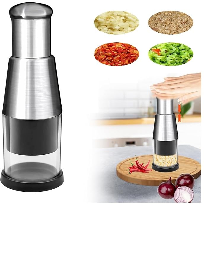 KRLZ Garlic Chopper Stainless Steel Garlic PressGarlic Mincer Manual Pressed ChopperHand Press Food ChopperKitchen Gadget for Ginger Pepper Onion Radish - Image 1