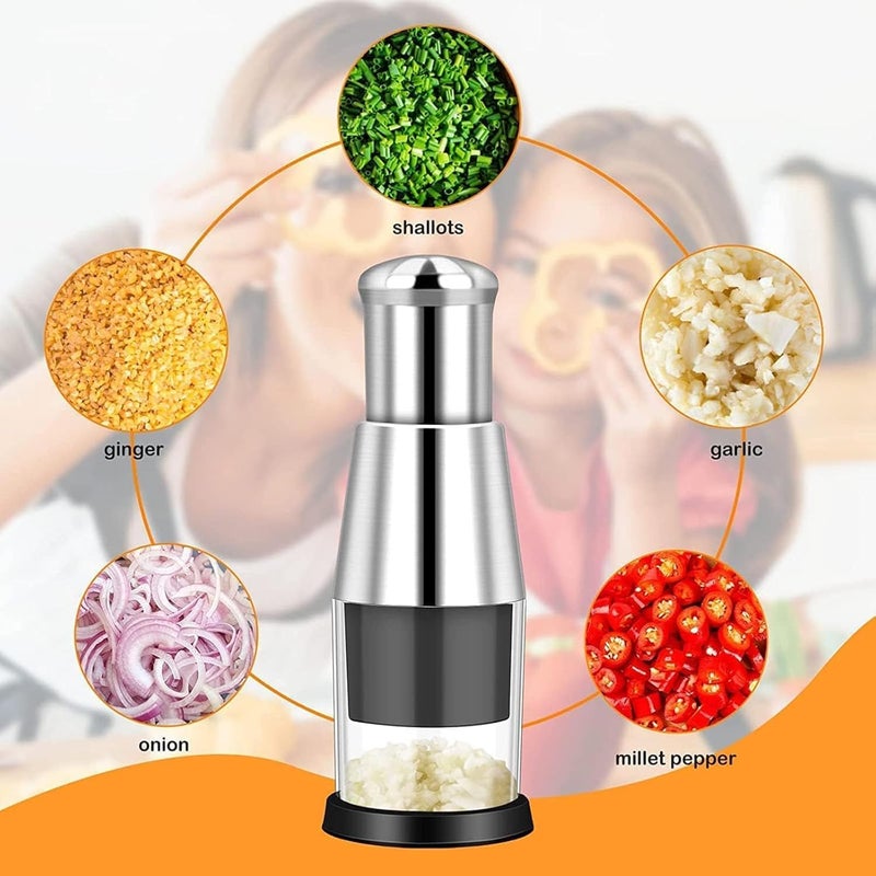 KRLZ Garlic Chopper Stainless Steel Garlic PressGarlic Mincer Manual Pressed ChopperHand Press Food ChopperKitchen Gadget for Ginger Pepper Onion Radish - Image 4