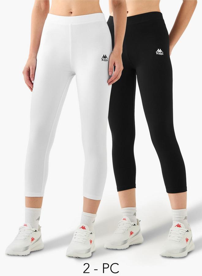 Kappa Pack of 2 Mid-Rise Cropped Leggings with Logo Design - Image 1