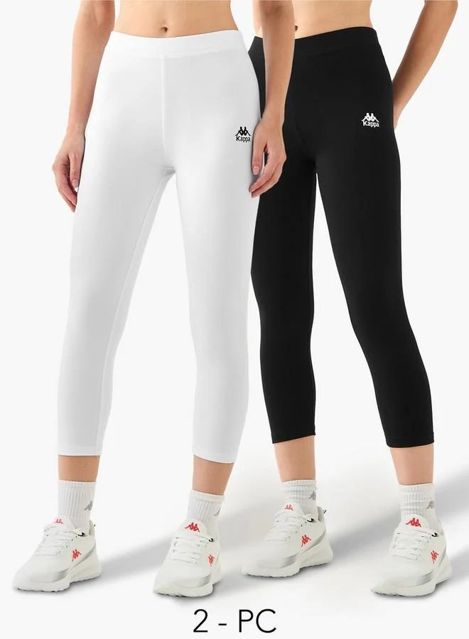 Kappa Pack of 2 Mid Rise Cropped Leggings with Logo Design