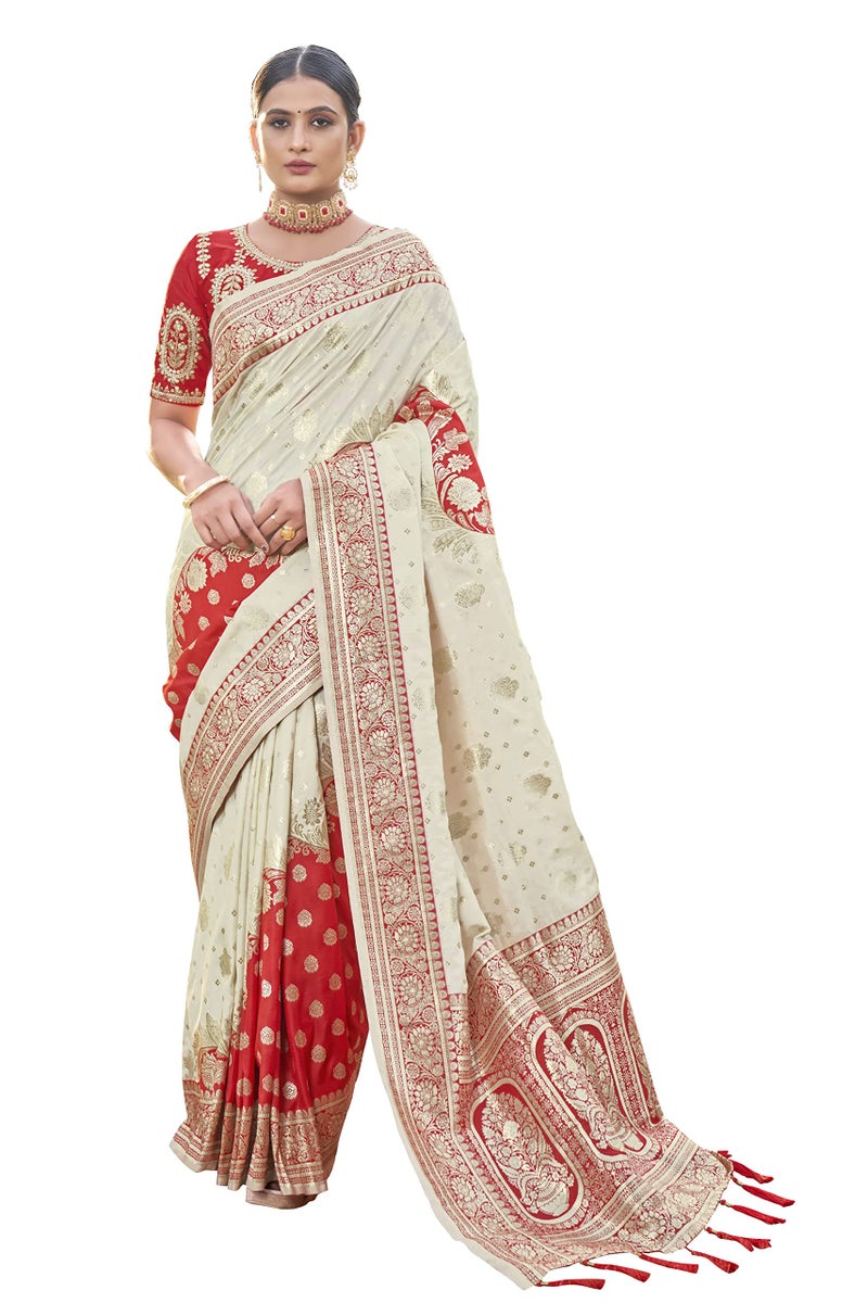MANOHARI Most Trendy Banarasi Silk Woven Pattern Jacquard Saree for Women With Blouse Piece_MN1712 - Image 1