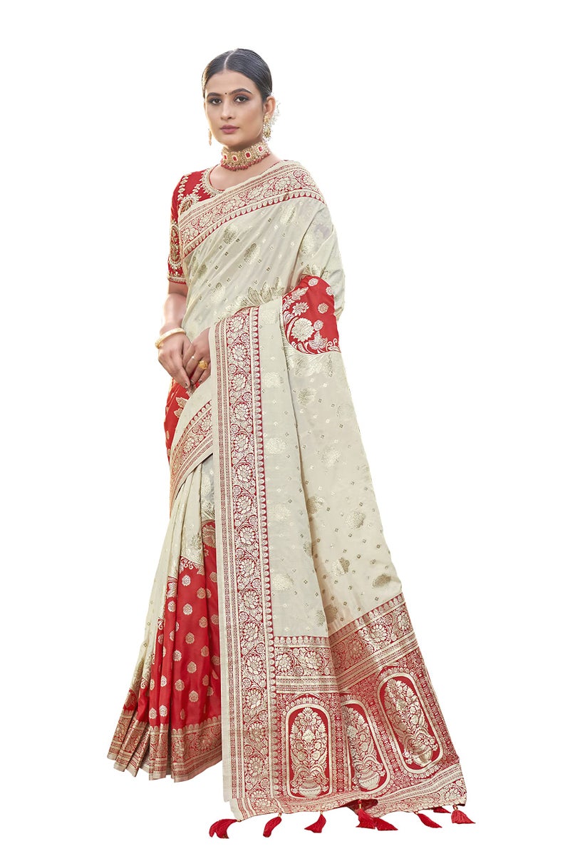 MANOHARI Most Trendy Banarasi Silk Woven Pattern Jacquard Saree for Women With Blouse Piece_MN1712 - Image 2