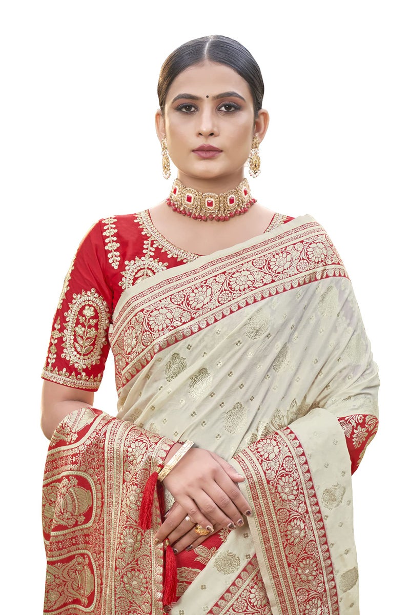 MANOHARI Most Trendy Banarasi Silk Woven Pattern Jacquard Saree for Women With Blouse Piece_MN1712 - Image 5