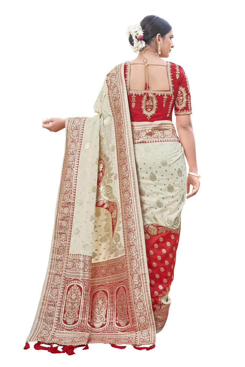 MANOHARI Most Trendy Banarasi Silk Woven Pattern Jacquard Saree for Women With Blouse Piece_MN1712 - Image 3
