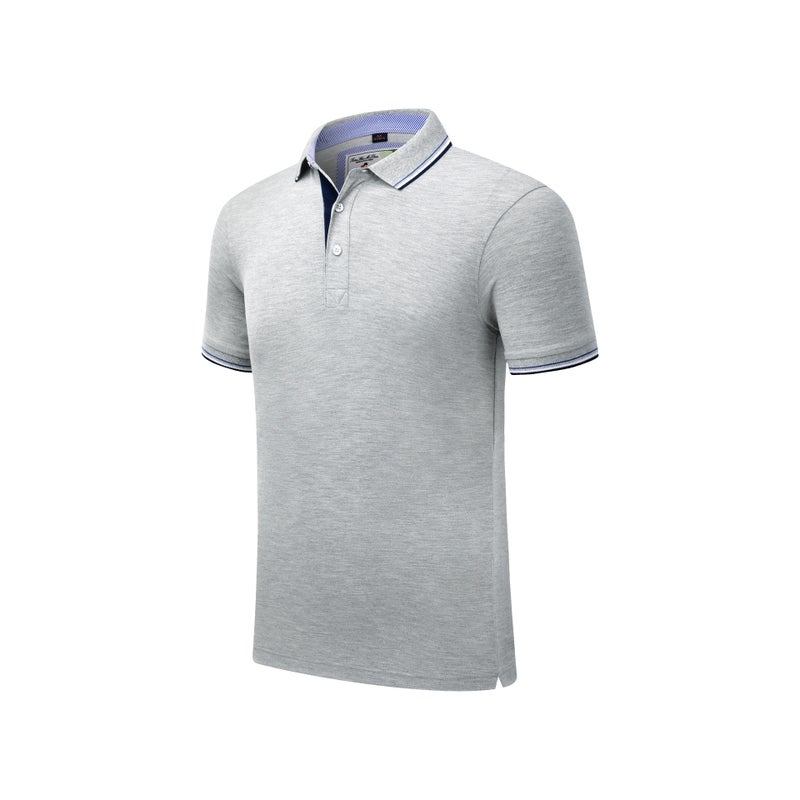 Summer color lapel activity cultural shirt embroidery T-shirt printing logo corporate advertising shirt work clothes custom work clothes Grey 