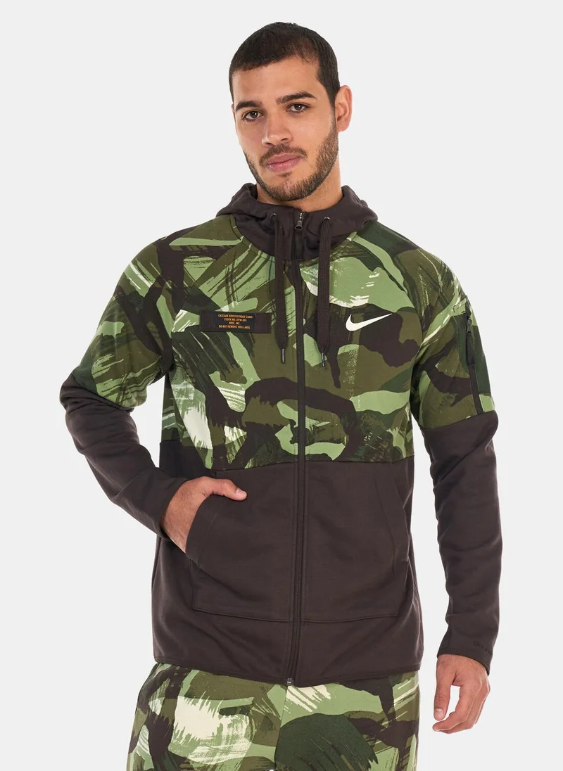Nike Men's Dri-FIT Fleece Full-Zip Camo Fitness Hoodie