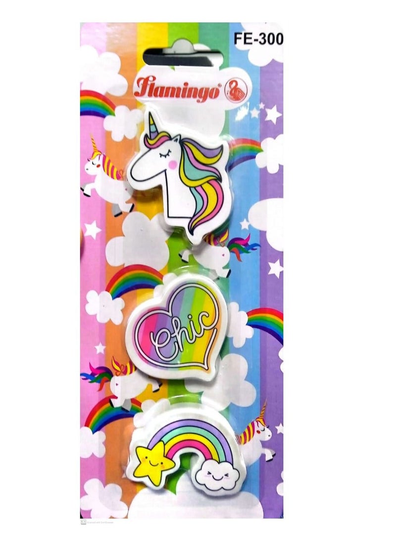 Flamingo 3 PIECE ERASER SET - Image 2