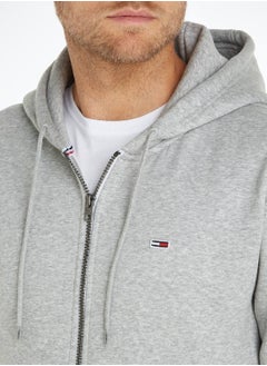TOMMY JEANS Men's Organic Cotton Fleece Zip-Thru Hoody Sweatshirt, Grey  - Image 5