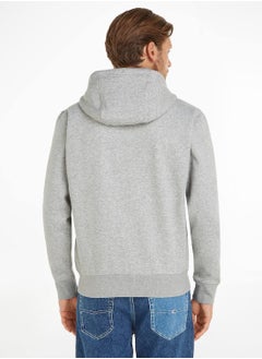 TOMMY JEANS Men's Organic Cotton Fleece Zip-Thru Hoody Sweatshirt, Grey  - Image 3