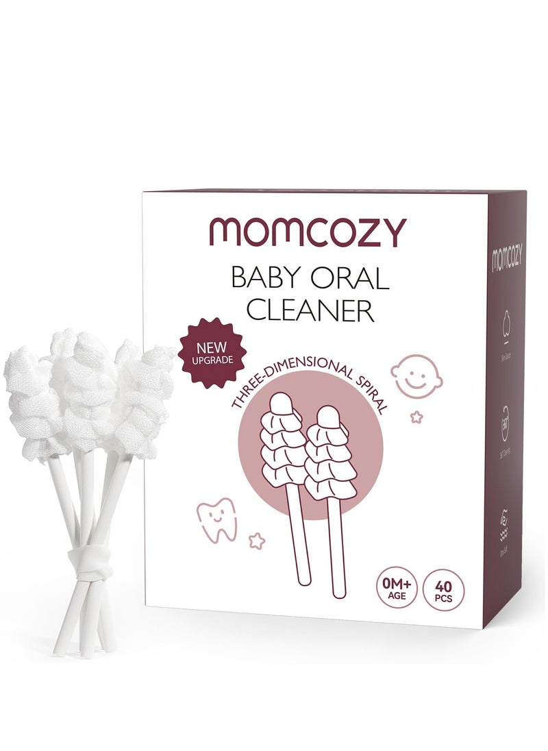 Momcozy - Baby Tongue Cleaner Gauze, Baby Toothbrush Disposable Oral Cleaner, Toddler Toothbrush for Tooth Mouth Gum Clean, Infant Toothbrush Oral Cleaning Stick, Baby Oral Cleaner Newborn, 40 Count - Image 1