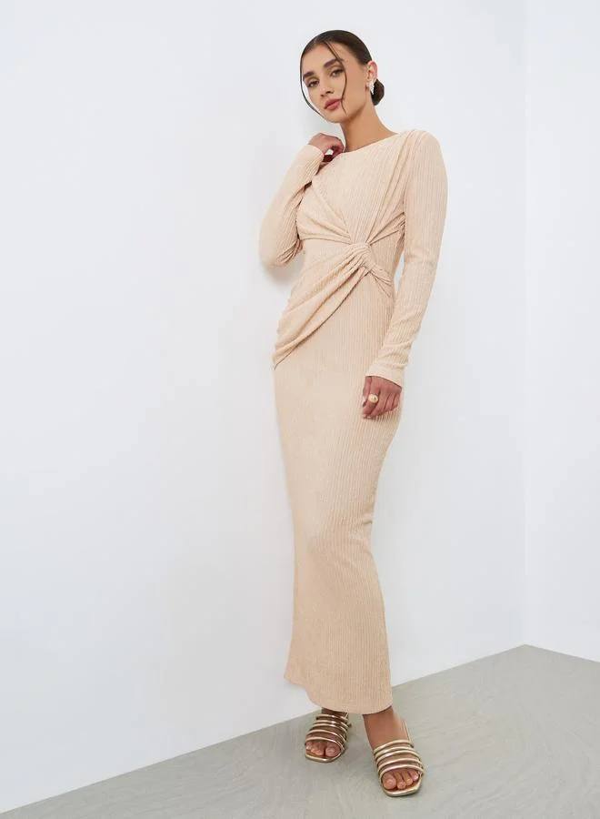 Textured Maxi Dress with Wrap Knot