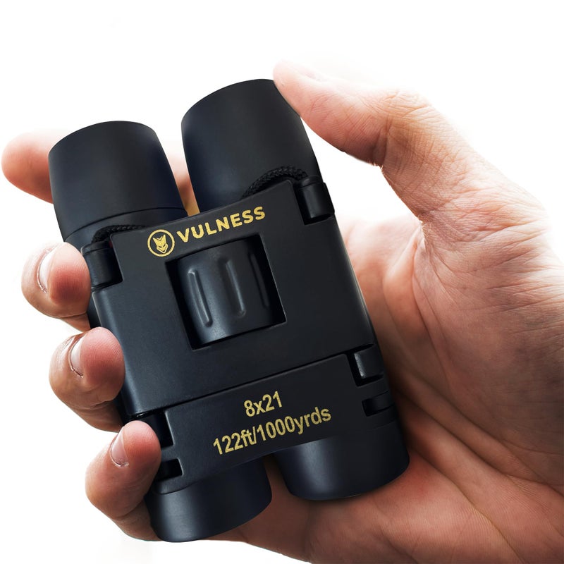 VULNESS Binoculars for Adults | Compact Small Mini Travel Binocular for Bird Watching High Powered Electronics Cruise Ship Essentials Norwegian Alaska Must Haves Hiking Camping Gear a by VULNESS (Black, 8X21) - Image 1