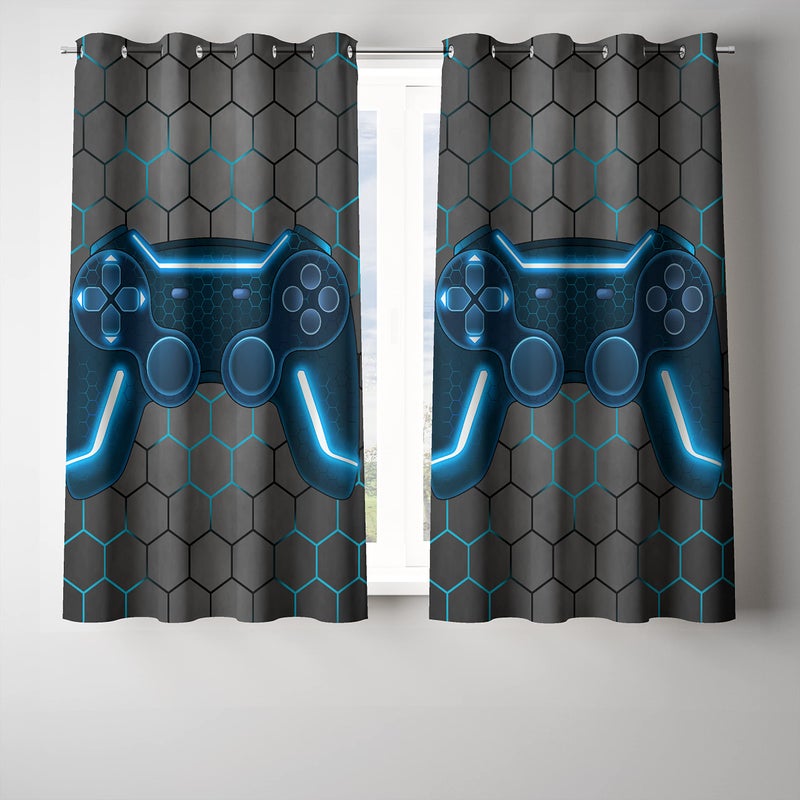 NTBED Game Console Blackout Curtains Drapes for Kids Bedroom Play Room 2 Panels Darkening Grommets Window Treatment  42Wx84L  Blue - Image 1