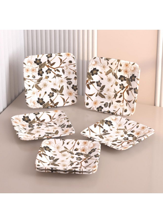 Castleite Bliss Melamine Quarter Plates Set Of 6-Size 7', Non Breakable, Square Designer Plate For Serving Snacks, Breakfast, LunchOrDinner At Home, Kitchen,OrCafé, Stainless (Wavy Daze), Multicolor - Image 1