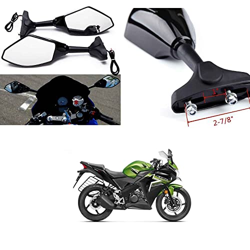 PRIKNIK Rear View Mirrors With Led Turn Signal Arrow Design Amber Back Light and Mirror Arrow Light Compatible With H-onda CBR 150R - Image 2