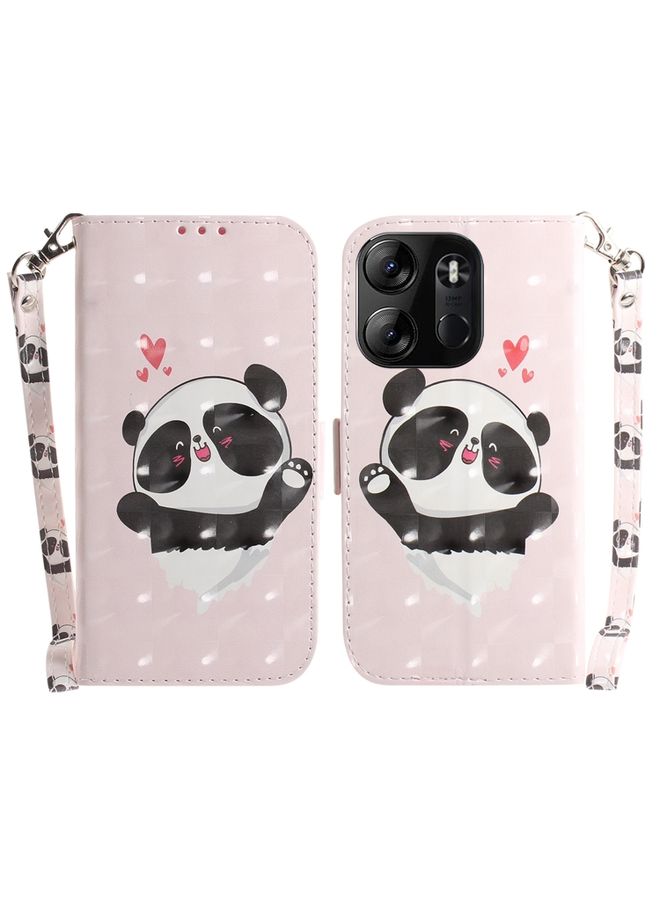 HuHa Case Cover For For Tecno Spark Go 2023 / Pop 7 Pro 3D Colored Horizontal Flip Leather Phone Case(Heart Panda) 