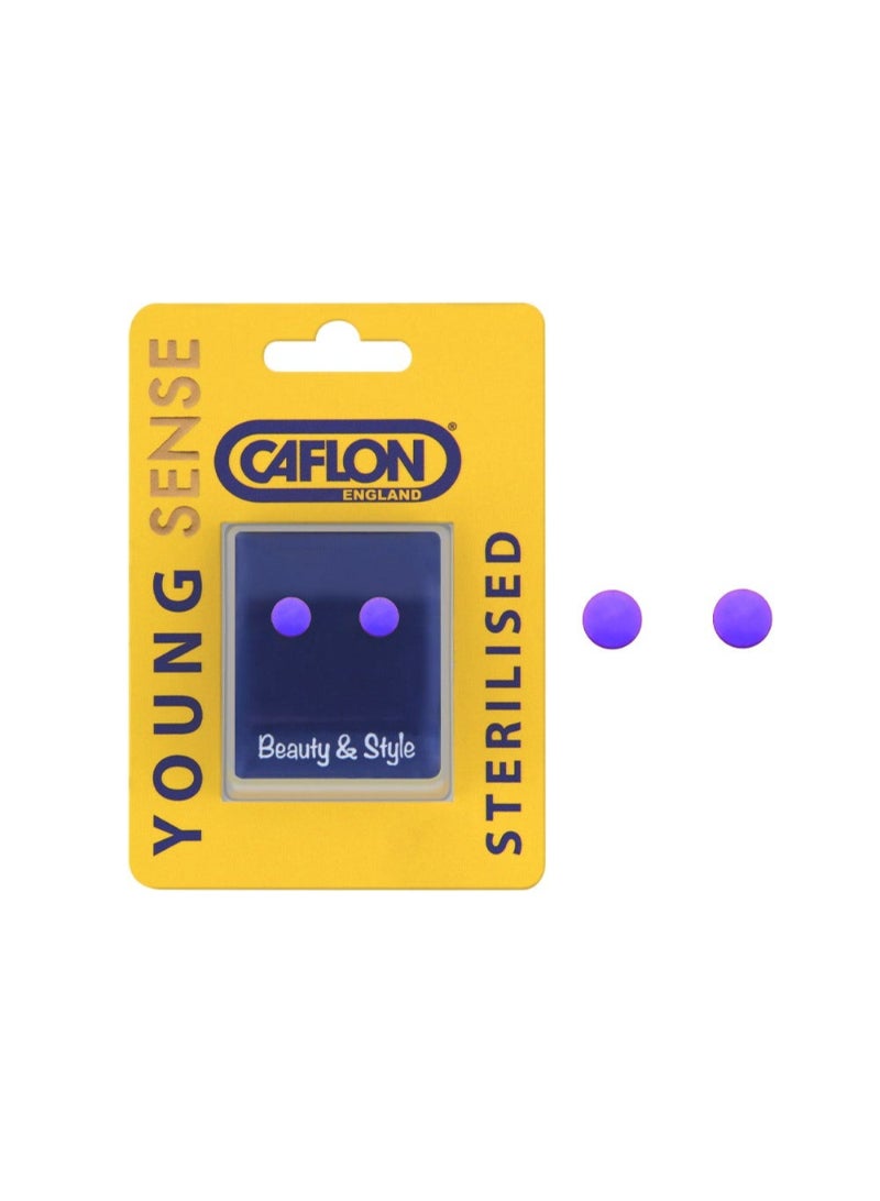 Caflon Young Sense Gold Plated Small Button | Purple Earring
