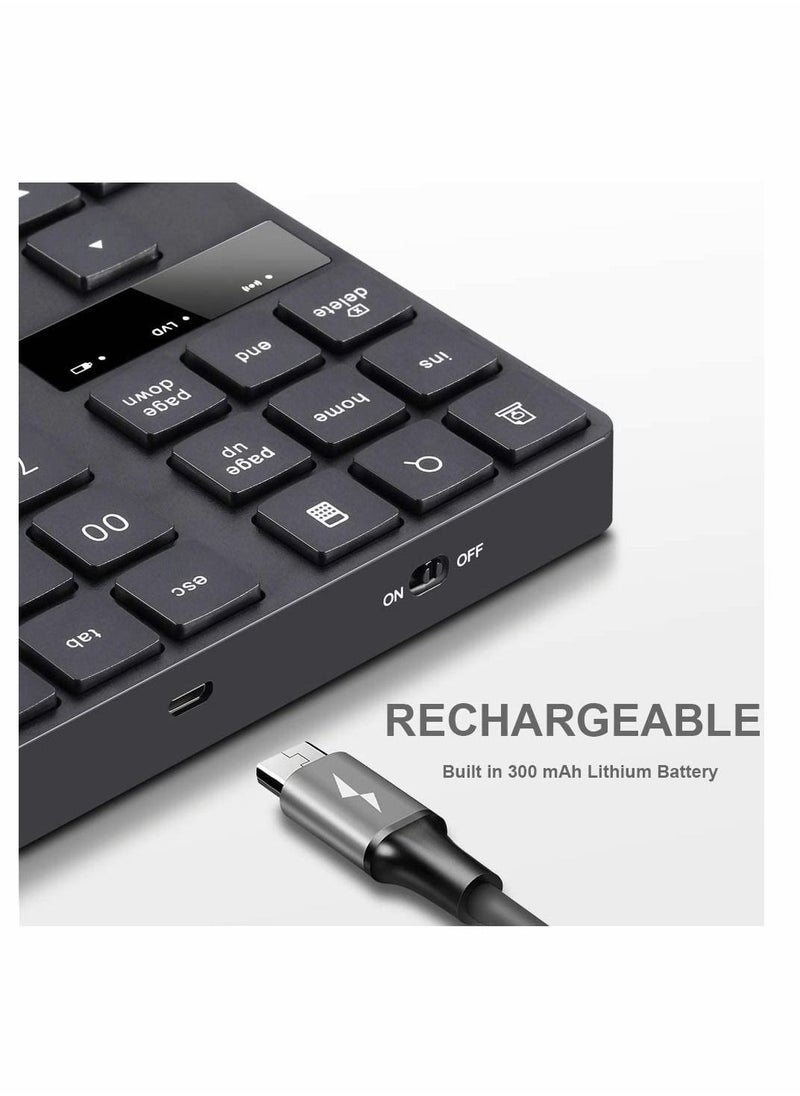 Generic - Numeric Keypad, Ultra-Silent External Pad,USB Rechargeable Number Pad Keyboard with 35 Keys for Ma cbook,Android, Windows(Black) - Image 1