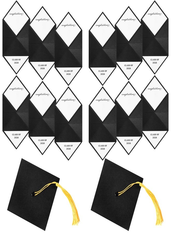 Janlaugh 10 Pcs Graduation Cap Money Holders with Gold Tassel Gift Grad Hat cardholders Black College Grad Money Holder Box Gift Give Clip for Graduation School Party Supplies - Image 1