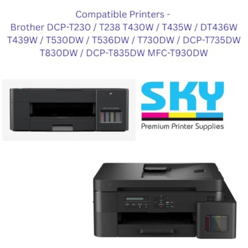 4 عبوات حبر إعادة تعبئة BTD100 متوافقة مع طابعات Brother T Series DCP-T230/ T238 T430W/ T435W/ DT436W T439W/ T530DW/ T536DW/ T730DW/ DCP-T735DW T830DW/ DCP-T835DW MFC-T930DW - Image 2