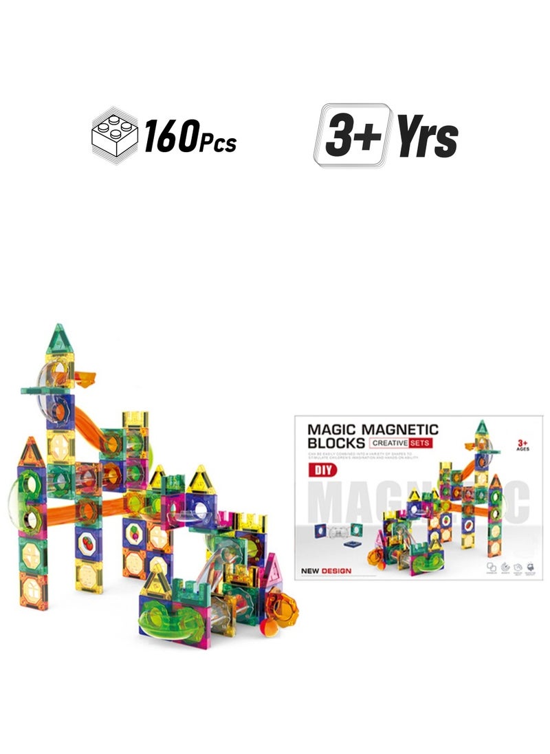 Building Blocks Toy Set - Sliding Ball Magnetic Building Blocks 3D Building Blocks for Children Aged 3-8, Educational Building Blocks for Creative Stacking and Learning, Hands-On Play Educational Children's Birthday Gift (Approx. 160 Pieces)  - Image 1