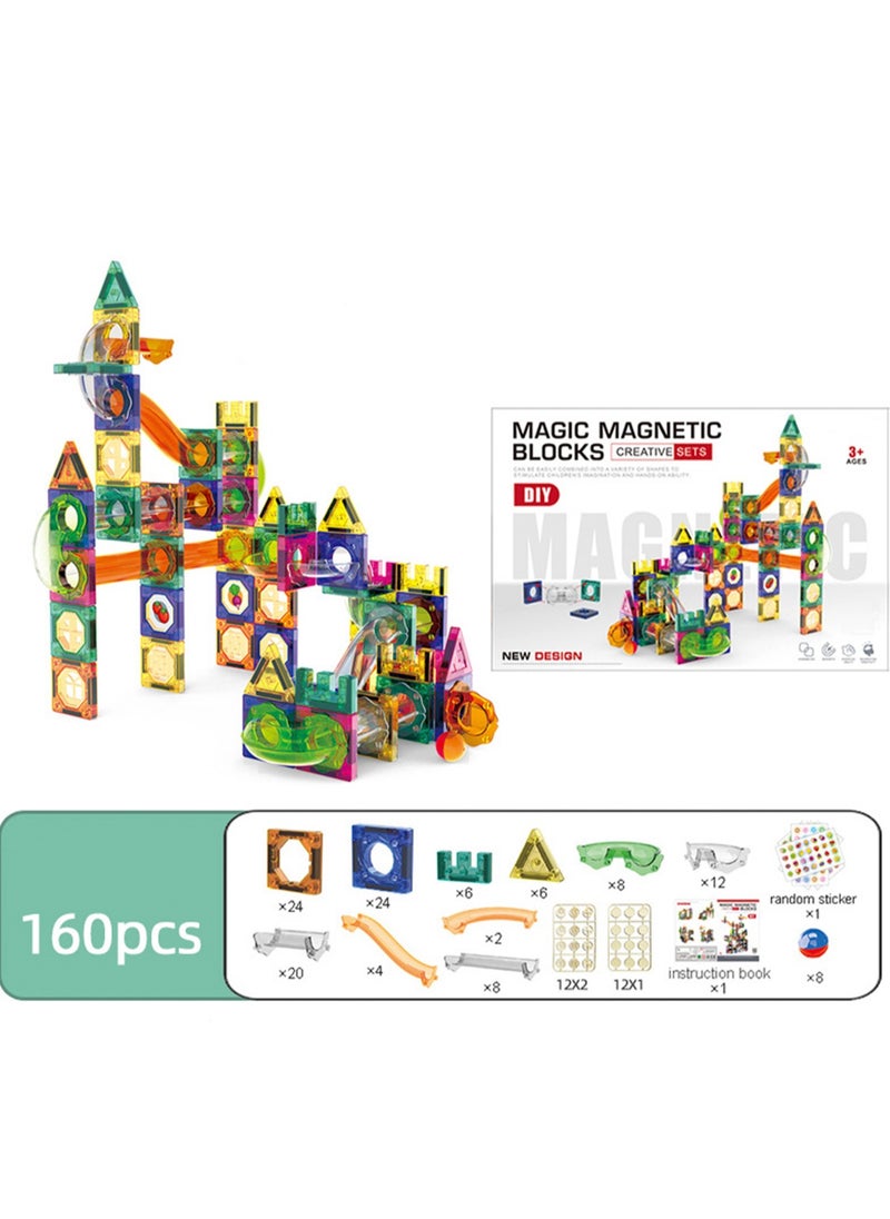 Building Blocks Toy Set - Sliding Ball Magnetic Building Blocks 3D Building Blocks for Children Aged 3-8, Educational Building Blocks for Creative Stacking and Learning, Hands-On Play Educational Children's Birthday Gift (Approx. 160 Pieces)  - Image 2
