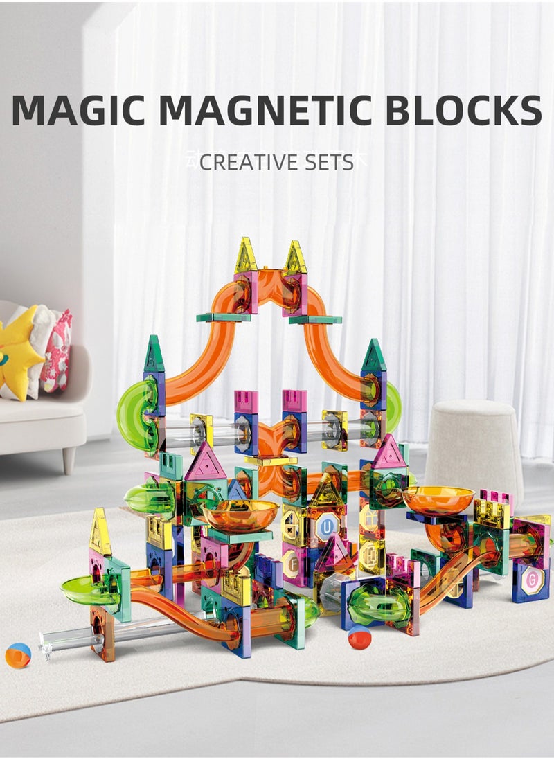 Building Blocks Toy Set - Sliding Ball Magnetic Building Blocks 3D Building Blocks for Children Aged 3-8, Educational Building Blocks for Creative Stacking and Learning, Hands-On Play Educational Children's Birthday Gift (Approx. 160 Pieces)  - Image 5