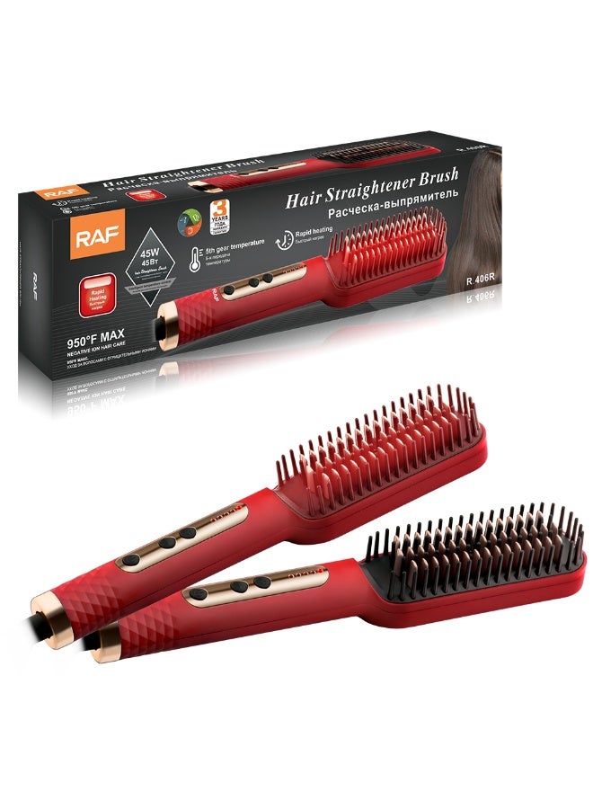 RAF Hair Straightener Brush Hair Straightening Brush for All Hair Types with 5 Temps Fast Heating - Image 1