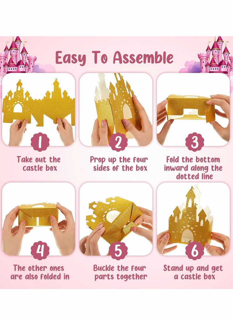 SYOSI 20 Pieces Gold Castle Box Princess Candy Box, Glitter Table Centerpiece, Castle Theme Party Supplies, Foil DIY Present Treat Box for Table Decoration  - Image 4