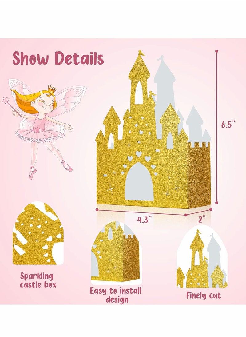 SYOSI 20 Pieces Gold Castle Box Princess Candy Box, Glitter Table Centerpiece, Castle Theme Party Supplies, Foil DIY Present Treat Box for Table Decoration  - Image 5