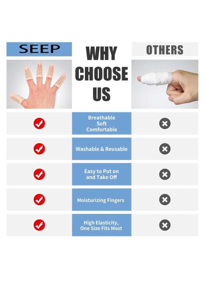 سونسر 15 قطعة من واقيات الأصابع الهلامية المصنوعة من السيليكون، وأكمام الأصابع القابلة للتنفس، وضمادات الأصابع، وأكمام السيليكون للجروح الناتجة عن الإكزيما، والبثور المتشققة، والتهاب المفاصل المكسور. - Image 5