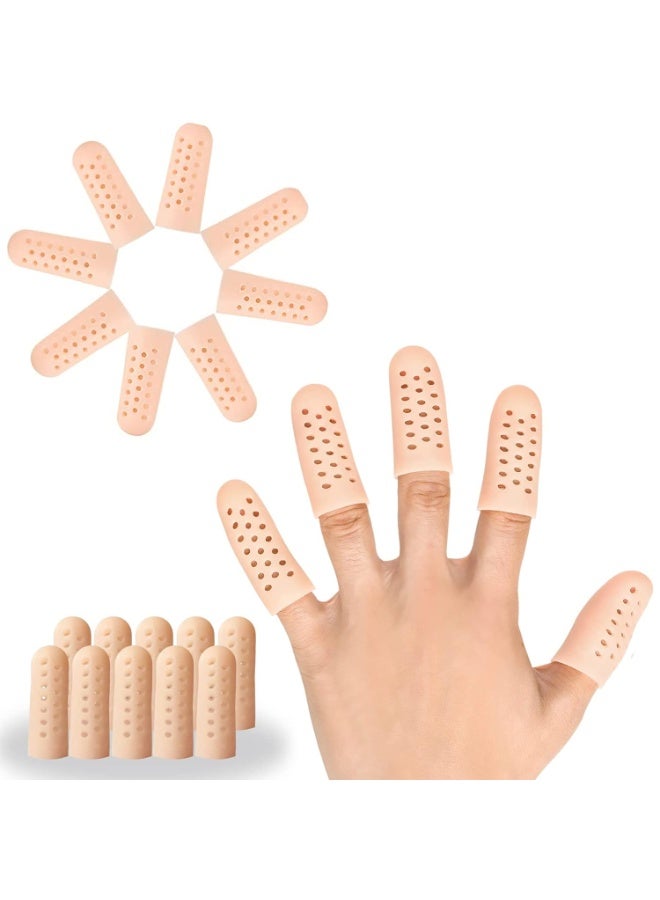 سونسر 15 قطعة من واقيات الأصابع الهلامية المصنوعة من السيليكون، وأكمام الأصابع القابلة للتنفس، وضمادات الأصابع، وأكمام السيليكون للجروح الناتجة عن الإكزيما، والبثور المتشققة، والتهاب المفاصل المكسور. - Image 1
