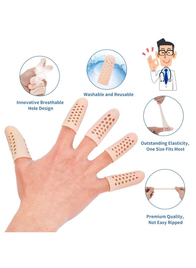 سونسر 15 قطعة من واقيات الأصابع الهلامية المصنوعة من السيليكون، وأكمام الأصابع القابلة للتنفس، وضمادات الأصابع، وأكمام السيليكون للجروح الناتجة عن الإكزيما، والبثور المتشققة، والتهاب المفاصل المكسور. - Image 4