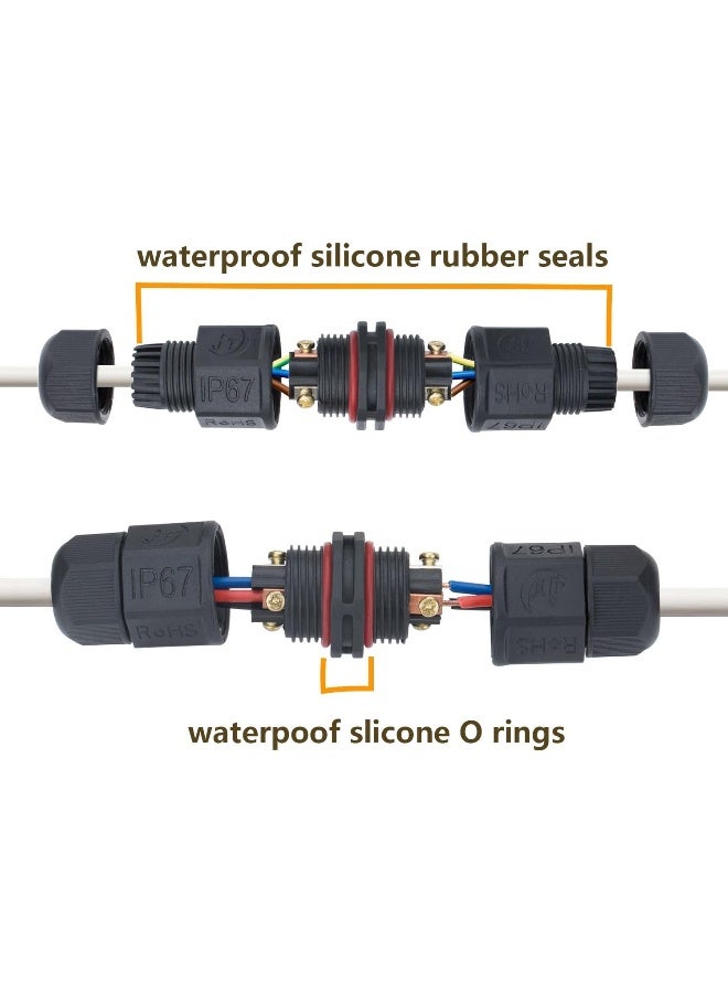 melfi Outdoor Ip68 Waterproof Connector - 250V 16A Cable Wire For Gland Sleeve, Garden, Construction, And Plant Use | Fire Retardant, Suitable For 6-12Mm Wire Diameter (Ip68-3Pin, 1Pcs) - Image 3