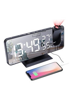 LIMOS Projection Alarm Clock with FM Radio, USB Charger, Thermometer, Humidity Display, and 7.4'' LED Mirror Display  - Image 2