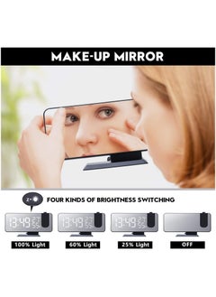 LIMOS Projection Alarm Clock with FM Radio, USB Charger, Thermometer, Humidity Display, and 7.4'' LED Mirror Display  - Image 5