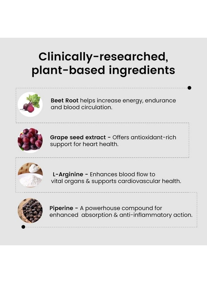Rooted Active's PowerBeets - Beet Root Capsules, Helps Support Nitric Oxide Production, Blood Pressure, Heart Health, Contains Non-GMO Beetroot Powder, Grape Seed Extract (60 Caps) - Image 4