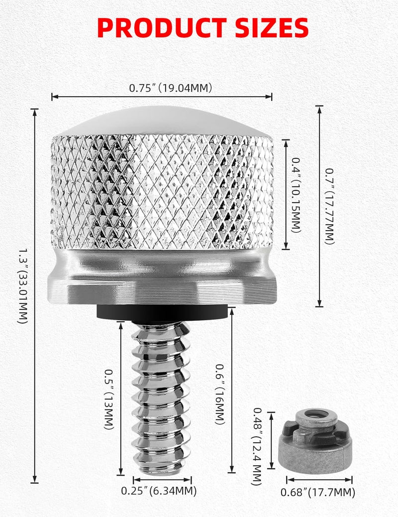 Amazicha Chrome Stainless Steel Seat Bolt Nut Kit Compatible for Harley Davidson 1996-2024 - Image 2