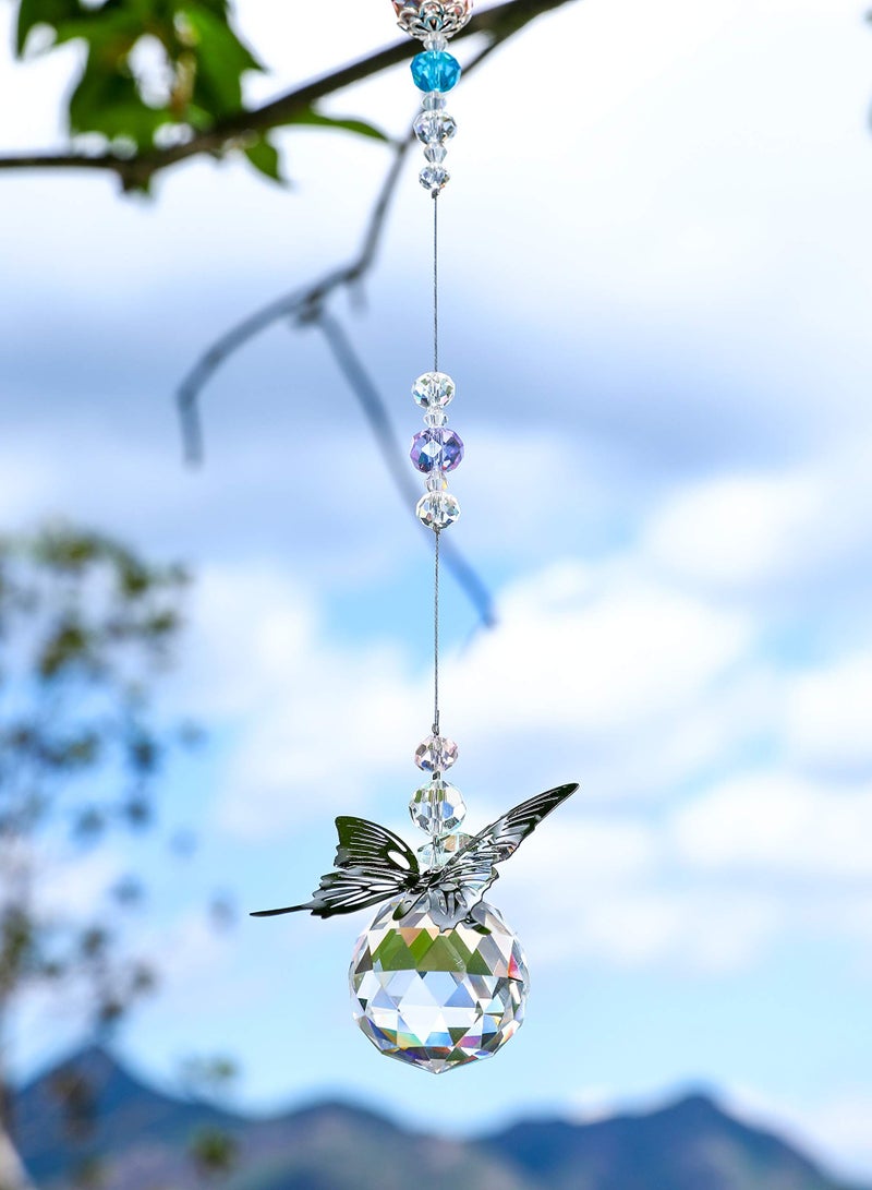 Beautiful Crystal erfly Suncatchers with Clear Crystal Ball - Perfect Hanging Decorations for Home, Office, and Garden Window Decor - Image 1