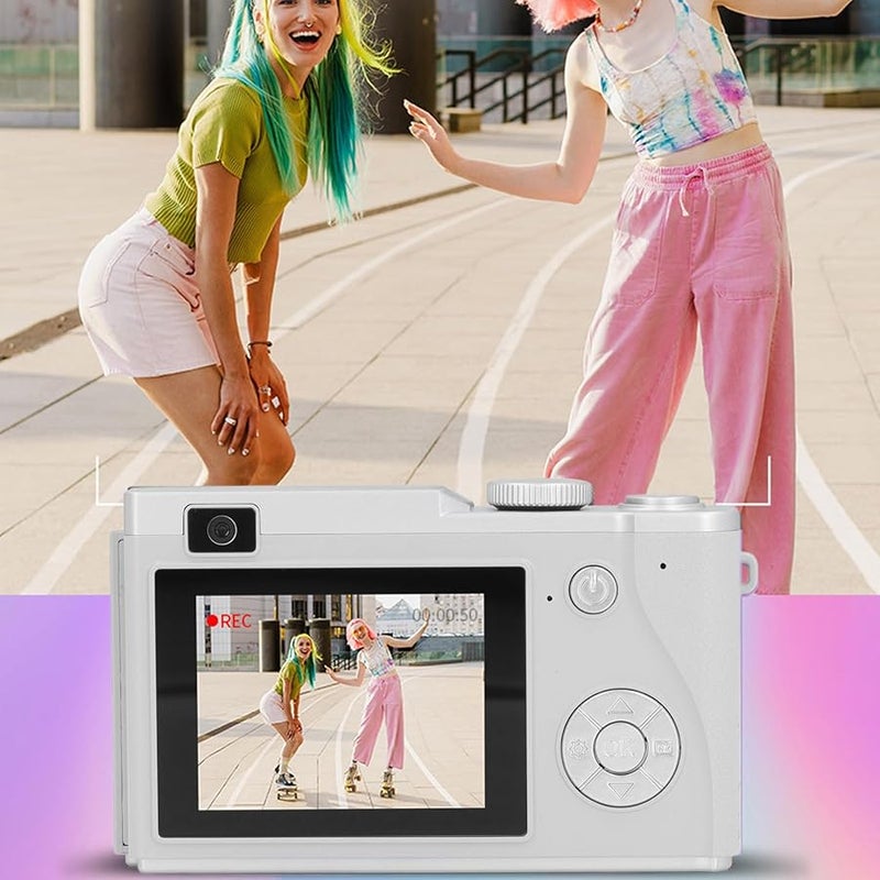 White Digital Camera 48MP 1080P 2 4 Inch Screen 16x Zoom Autofocus Anti Shake Vlogging Camera - Image 3