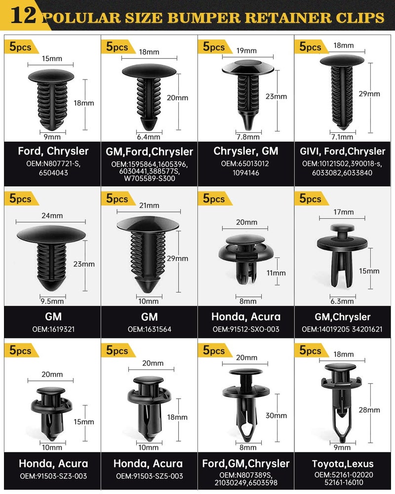 Poraxy أداة إزالة الزخارف من بوركسي، مجموعة أدوات إزالة لوحات الأبواب الصوتية للسيارات 120 قطعة، مجموعة أدوات إزالة المشابك مع حقيبة تخزين - Image 5