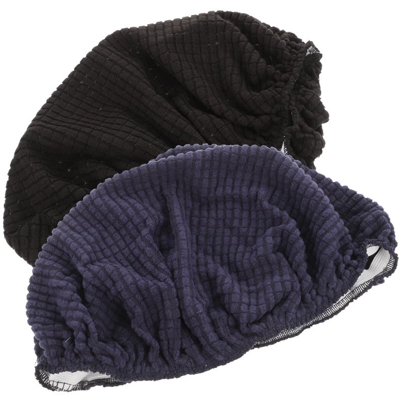 أغطية مرنة قابلة للتمدد والغسل للبرازي الدائرية 2 قطعة، أغطية واقية للكراسي باللونين الأزرق والأسود - Image 2