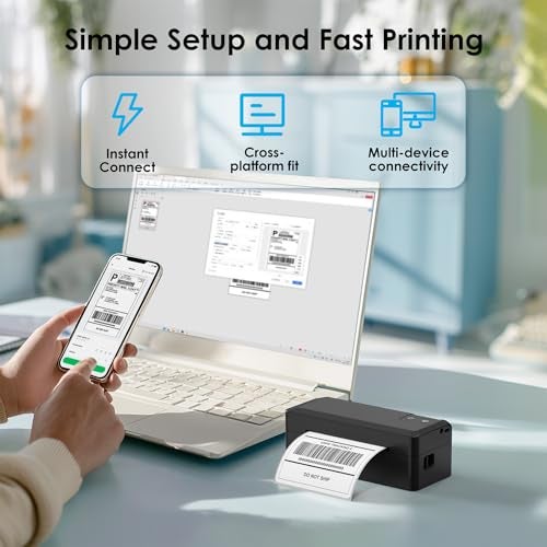 KNAON Shipping Thermal Label Printer, 4x6 Portable Label Printer, Bluetooth Label Maker for Small Business, Support iPhone,Android,Windows,Mac,Chromebook,Works with USPS, Etsy,Shopify&More, Black - Image 4