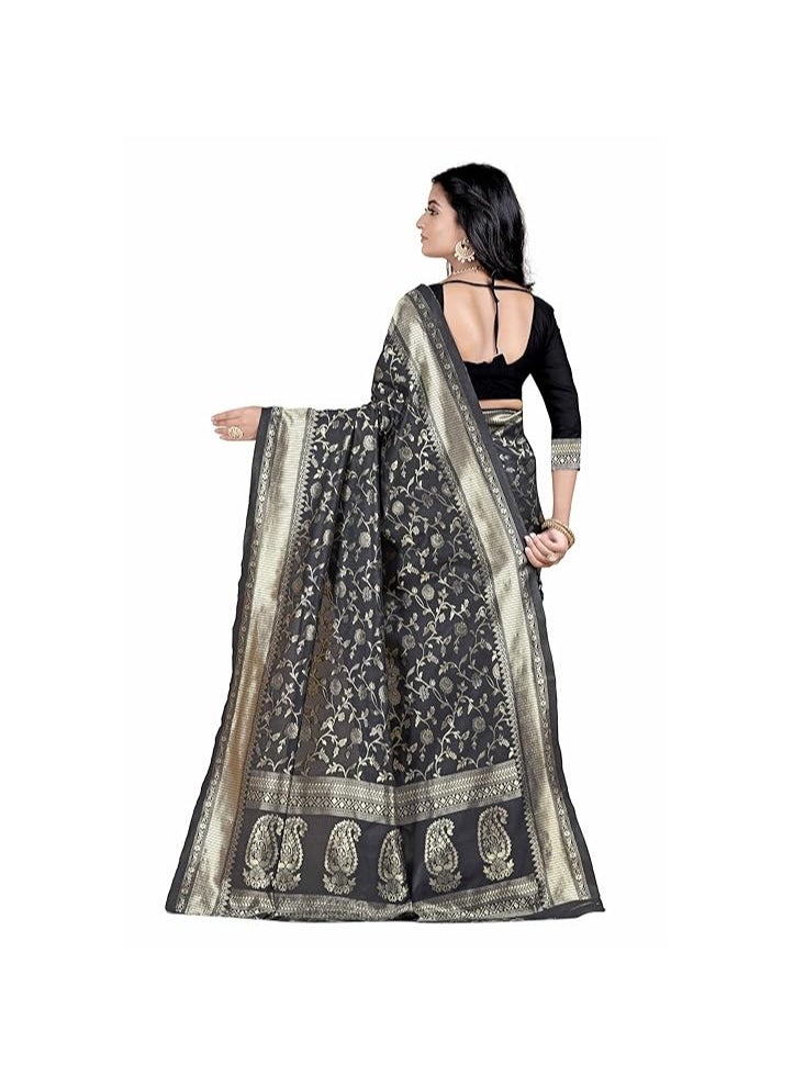 Accessorize Kingdom - Women's Banarasi Saree Pure Kanjivaram Silk Saree Soft new ladies 2024 Design Wear Pattu Sarees Latest Party Sari collections With Blouse Piece for Wedding saree - Image 1