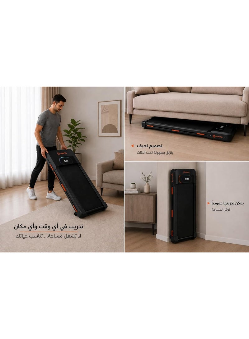 SportQ Walking Pad Home Walking Pad with DC Motor Turbo 2.5HP, Speed 1-6 Km/h with Remote Control, LED Display, 3 Levels Manual Incline, Load 110kg, Walking Size 42x105cm - Image 3