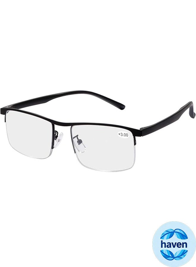 هافن نظارات القراءة التقدمية متعددة البؤر للكمبيوتر حجب الضوء الأزرق أدوات القراءة متعددة البؤر للرجال والنساء نظارات متعددة البؤر العين مقاومة التوهج شدة العين الوزن الخفيف (+3.0D) - Image 1