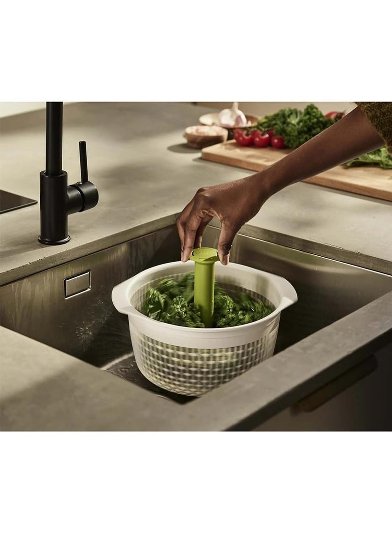 Joseph Joseph Joseph Joseph Spindola In-sink Salad-spinning Colander - White/Green  - Image 2