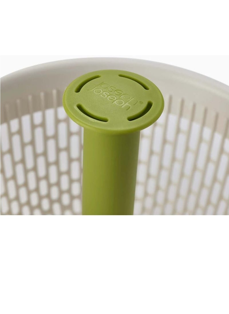 Joseph Joseph Joseph Joseph Spindola In-sink Salad-spinning Colander - White/Green  - Image 3